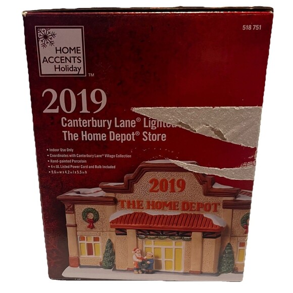 2019 Canterbury Lane Lighted The Home Depot Store Ceramic Christmas In Box READ - Picture 14 of 15